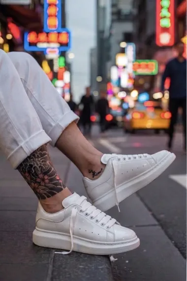 Adidasi barbati casual, albi lucios VIP AAA 