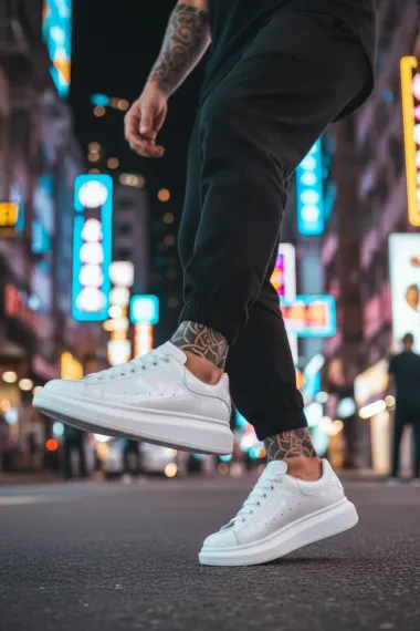Adidasi barbati casual, albi lucios VIP AAA 