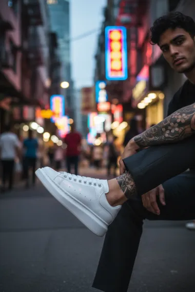 Adidasi barbati casual, albi lucios VIP AAA 