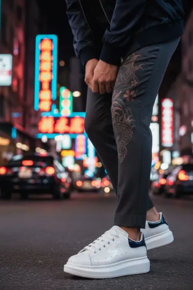 Adidasi barbati casual, albi cu negru, luciosi AAA