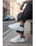 Adidasi barbati casual, albi cu negru, luciosi AAA Adidasi barbati casual, albi cu negru, luciosi AAA