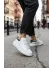 Adidasi barbati casual, albi cu negru, luciosi AAA Adidasi barbati casual, albi cu negru, luciosi AAA