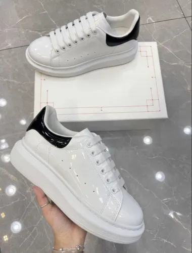 Adidasi dama casual, albi cu netru, luciosi, AAA