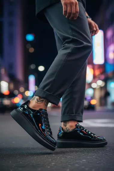 Adidasi barbati casual, negri luciosi , vip AAA
