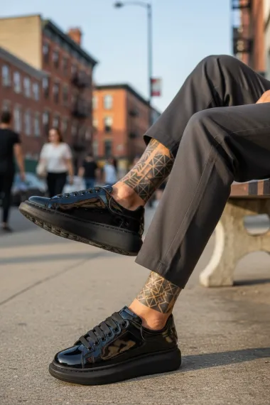 Adidasi barbati casual, negri luciosi , vip AAA