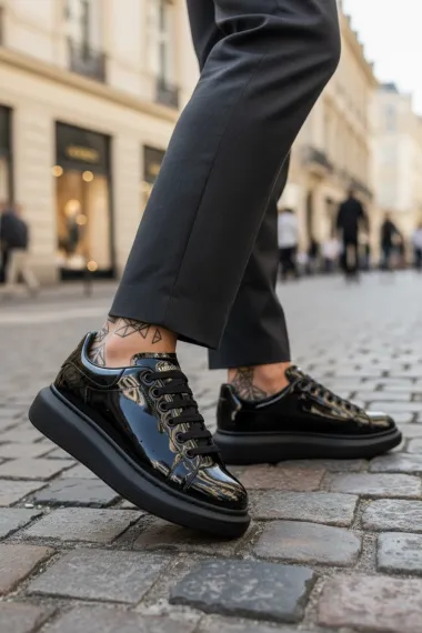 Adidasi barbati casual, negri luciosi , vip AAA