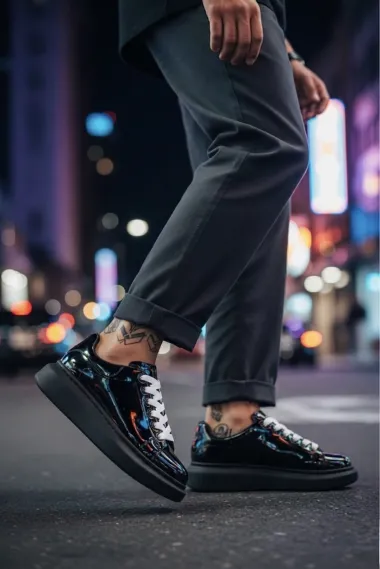 Adidasi barbati casual negri luciosi VIP ZR AAA