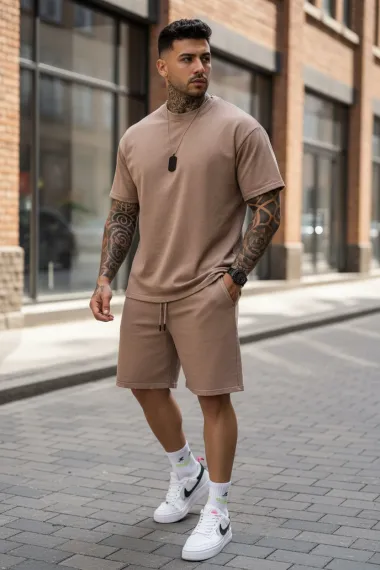 Compleu de vara, triocu + pantaloni, maro 2001