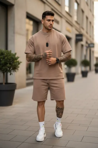 Compleu de vara, triocu + pantaloni, maro 2001