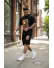 Compleu de vara, triocu + pantaloni, negru 4001