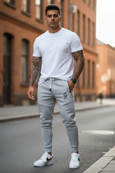 Pantaloni de trening gri conici 12260 12-6