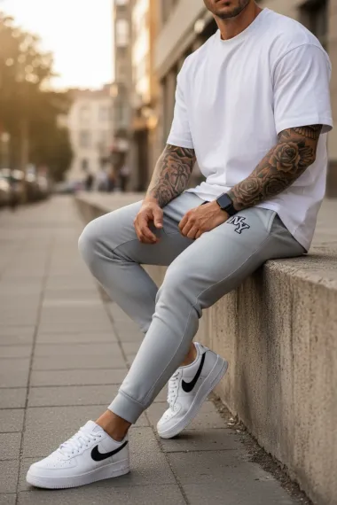 Pantaloni de trening gri conici 12347 13-4.2