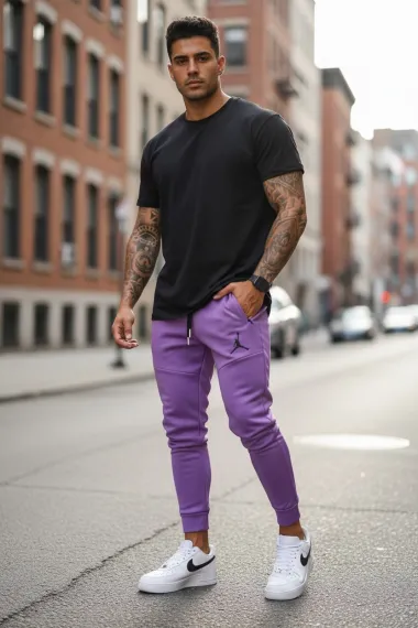 Pantaloni de trening mov conici 12361 78-4