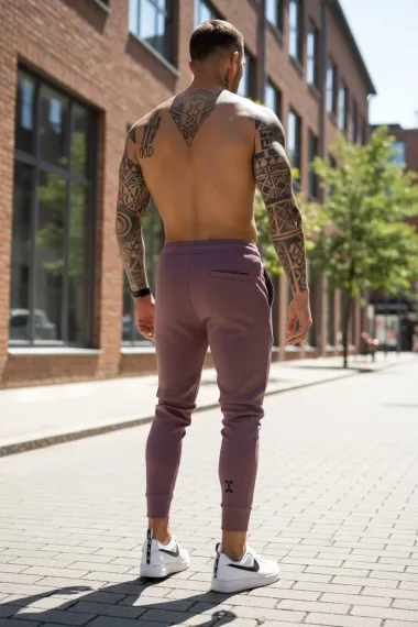 Pantaloni de trening maro, silon, conici 12379 K3
