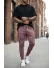 Pantaloni de trening maro, silon, conici 12379 K3