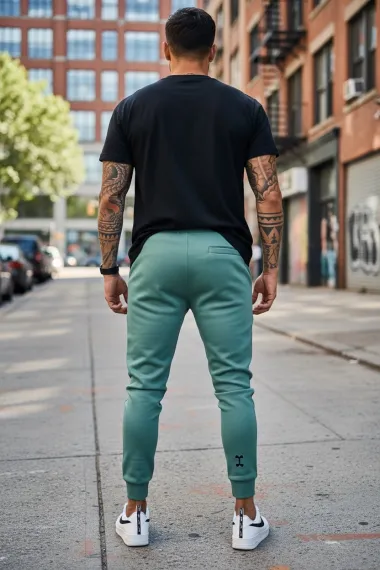 Pantaloni de trening vernil, silon, conici 12379 21-2