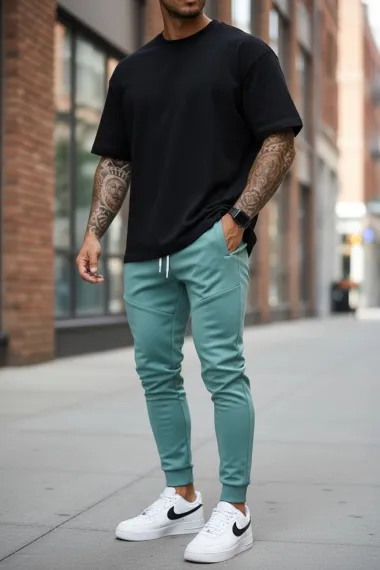 Pantaloni de trening vernil, silon, conici 12379 21-2