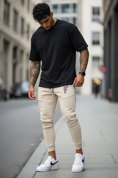 Pantaloni de trening bej 12616 7-5