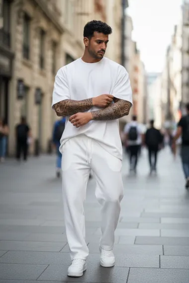 Pantaloni de trening albi conici 2567 22-2.3