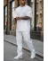 Pantaloni de trening albi conici 2567 22-2.3