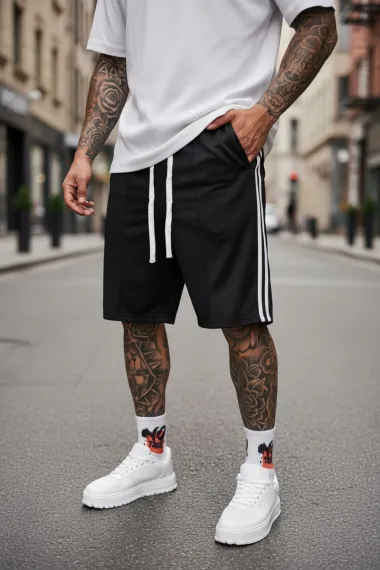 Pantaloni de trening scurti,negri P100 82-2
