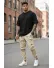 Pantaloni de trening cargo, bej, conici Y310 120-4