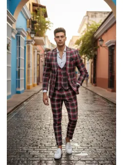 Costum barbati slim fit + Vesta A7808 84-4 - Y1-2