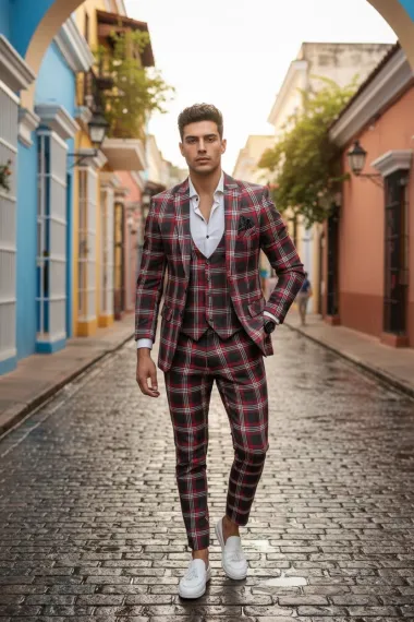 Costum barbati slim fit + Vesta A7808 84-4 - Y1-2