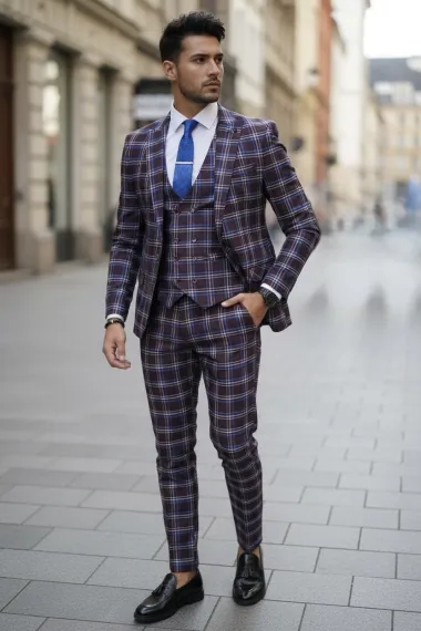 Costum barbati slim fit + Vesta B4224 91