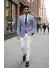 Sacou barbati slim fit cu imprimeu albastru B4235 9-4