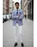 Sacou barbati slim fit cu imprimeu albastru B4235 9-4