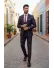 Costum barbati slim fit bleumarin in carouri B7921 92-4 