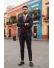 Costum barbati slim fit bleumarin in carouri B7921 92-4 