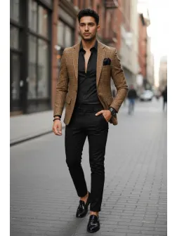 Sacou barbati slim fit in carouri B8314 8-4