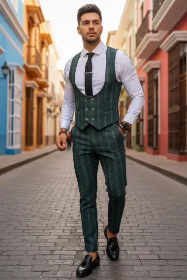 Compleu barbati Vesta + Pantaloni verde B5517 32-5