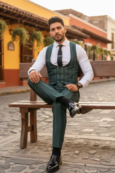 Compleu barbati Vesta + Pantaloni verde B5517 32-5
