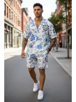 Compleu de vara camasa imprimeu + pantaloni 12805 D6-4.3