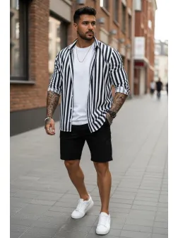 Compleu de vara camasa dungi + pantaloni 13213