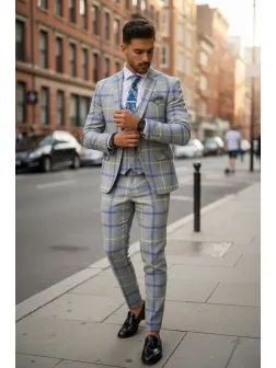 Costum barbati slim fit (PANTALONI + VESTA) 5379 i15-4.2