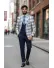 Sacou barbati slim fit alb in carouri 715 35-5.2