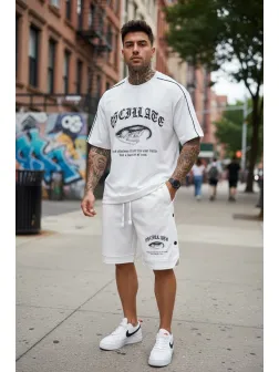 Compleu de vara tricou + pantaloni alb, 009