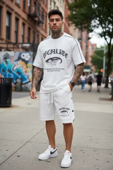 Compleu de vara tricou + pantaloni alb, 009