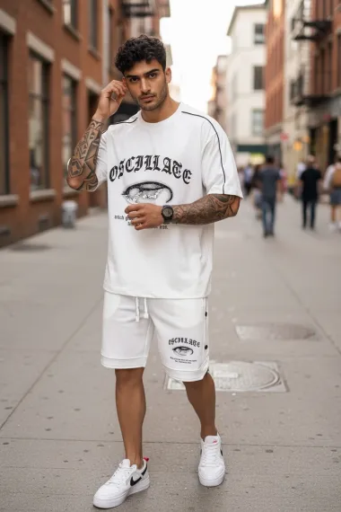 Compleu de vara tricou + pantaloni alb, 009