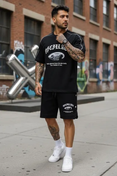 Compleu de vara tricou + pantaloni negru, 009