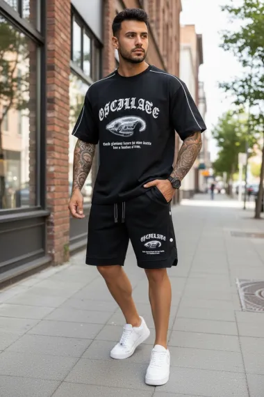 Compleu de vara tricou + pantaloni negru, 009