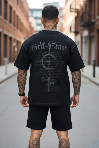 Compleu de vara tricou + pantaloni negru, imprimeu pe spate 010