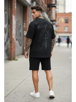 Compleu de vara tricou + pantaloni negru, imprimeu pe spate 010