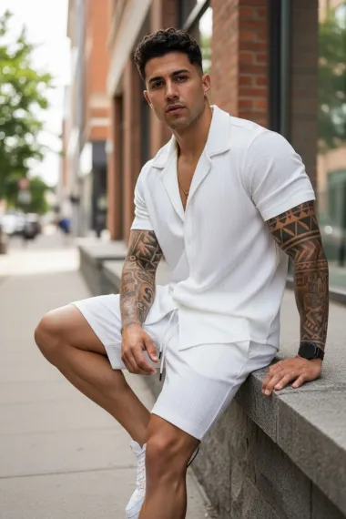 Compleu de vara camasa + pantaloni alb 3178