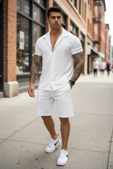 Compleu de vara camasa + pantaloni alb 3178