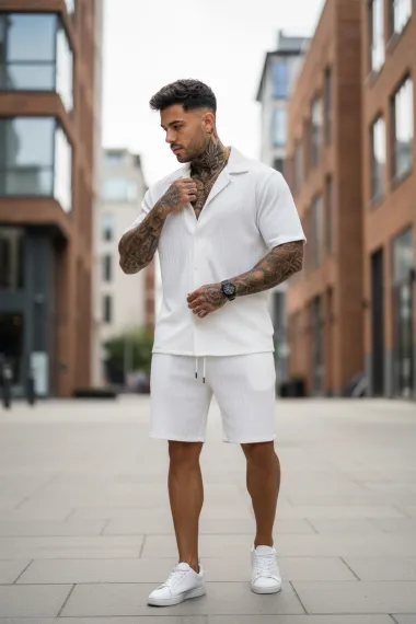 Compleu de vara camasa + pantaloni alb 3178